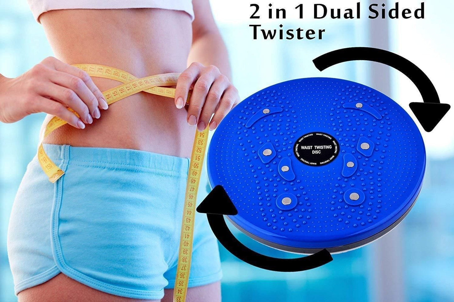 Waist Disk Acupressure Magnet Reflexology Slimming Belly 2 in 1 Belly Twister Now Exerciser (Blue)